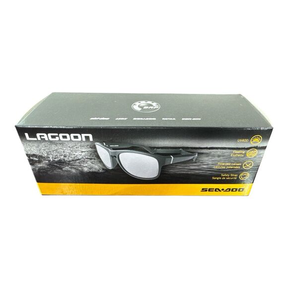 SEA-DOO Lagoon Polarized Floating Sunglasses Safety Strap-Mirror Silver & Black - Picture 2 of 5